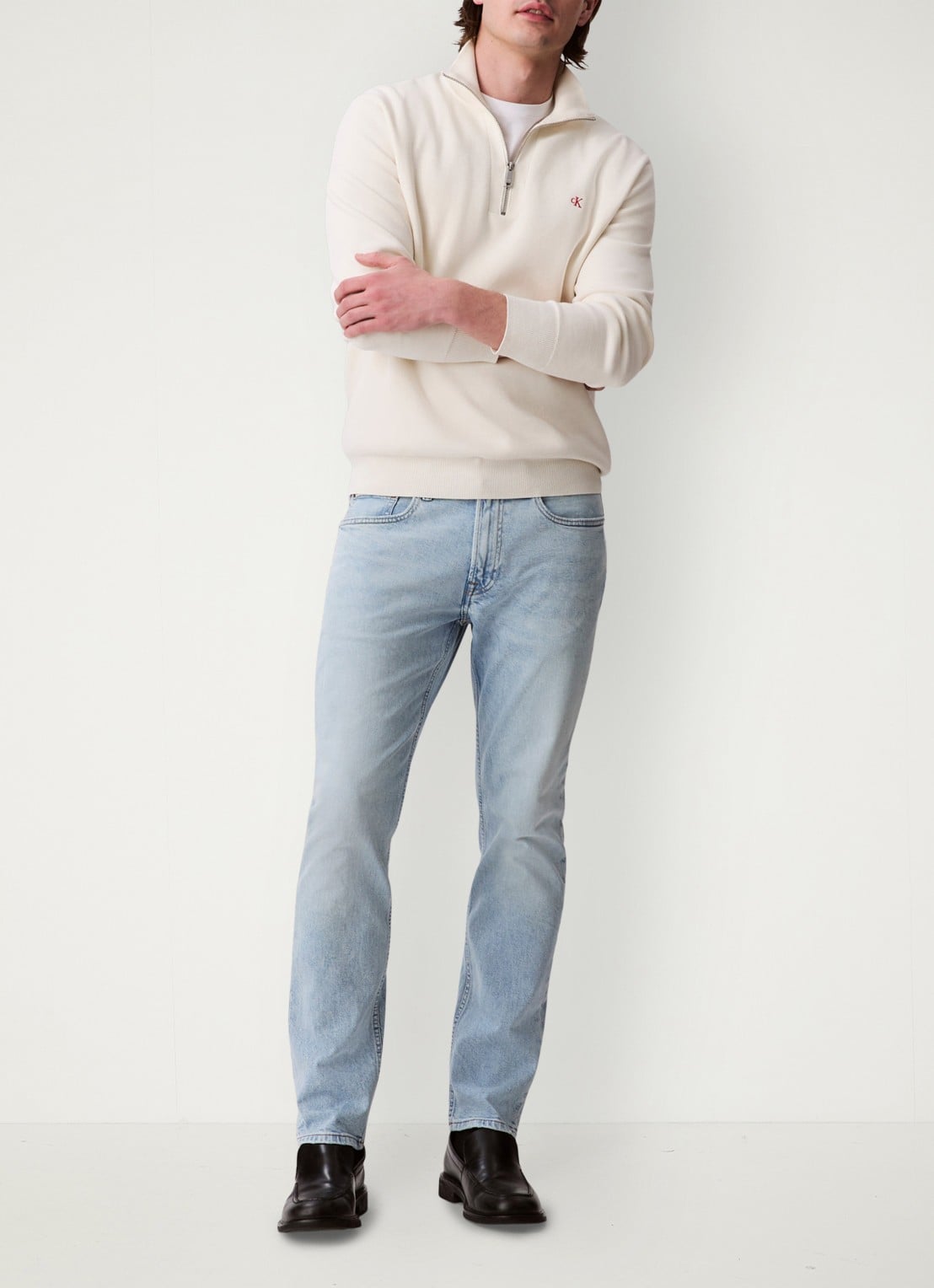Calvin Klein Straight leg jeans met steekzakken - voorkant 2 denim