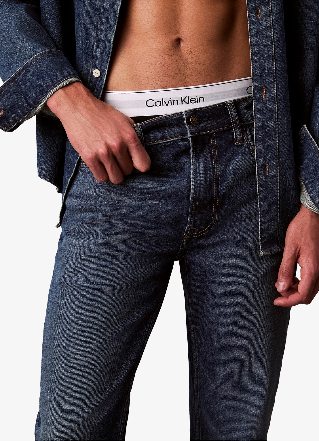 Calvin Klein Straight leg jeans met steekzakken - detail 5 indigo