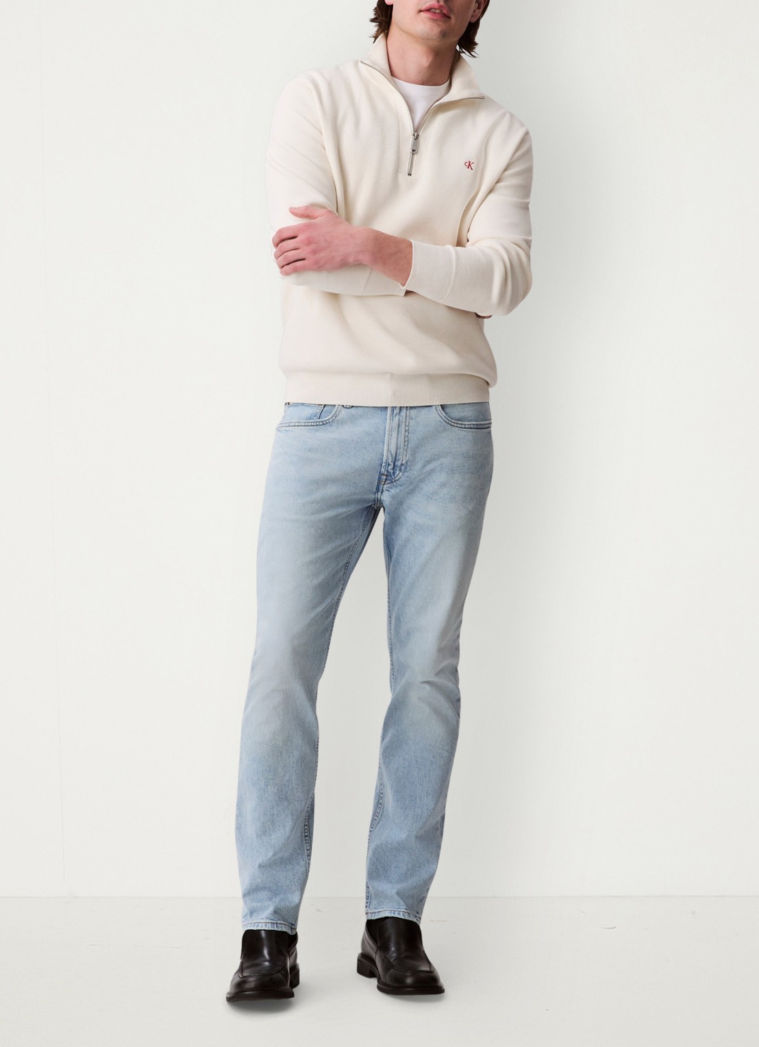 Calvin Klein Straight leg jeans met steekzakken - voorkant 6 indigo
