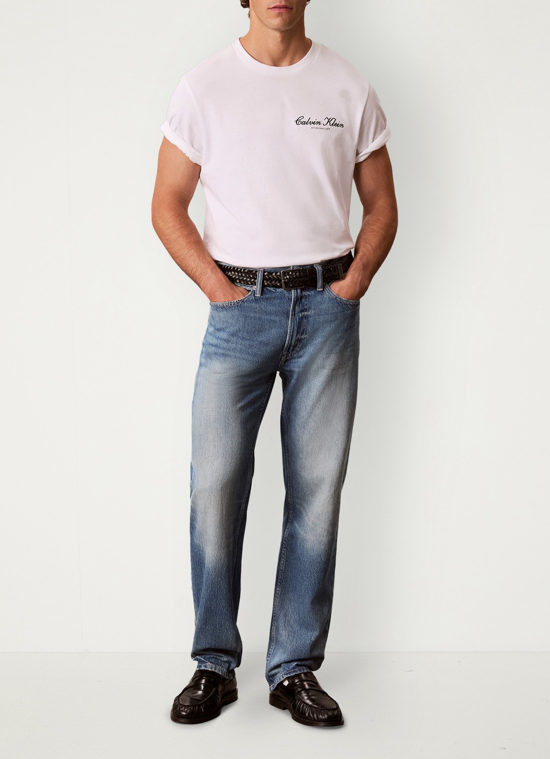 Calvin Klein Straight leg jeans met steekzakken - voorkant 2 indigo