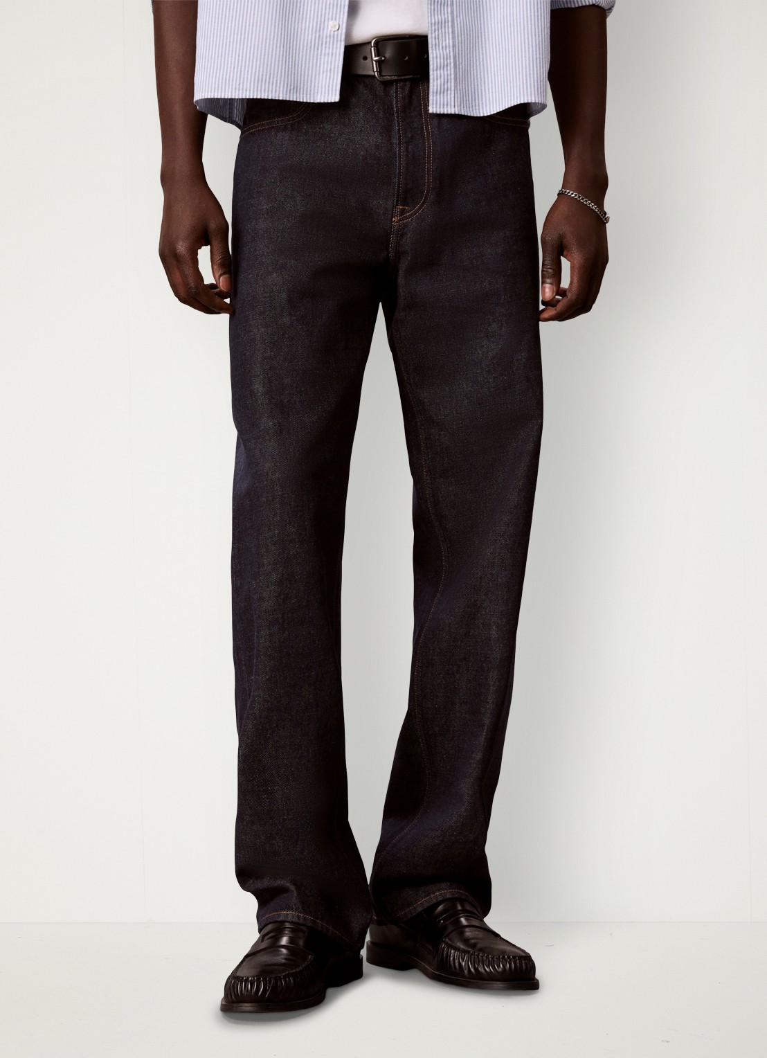 Calvin Klein Straight leg jeans met steekzakken - detail 2 donkerblauw