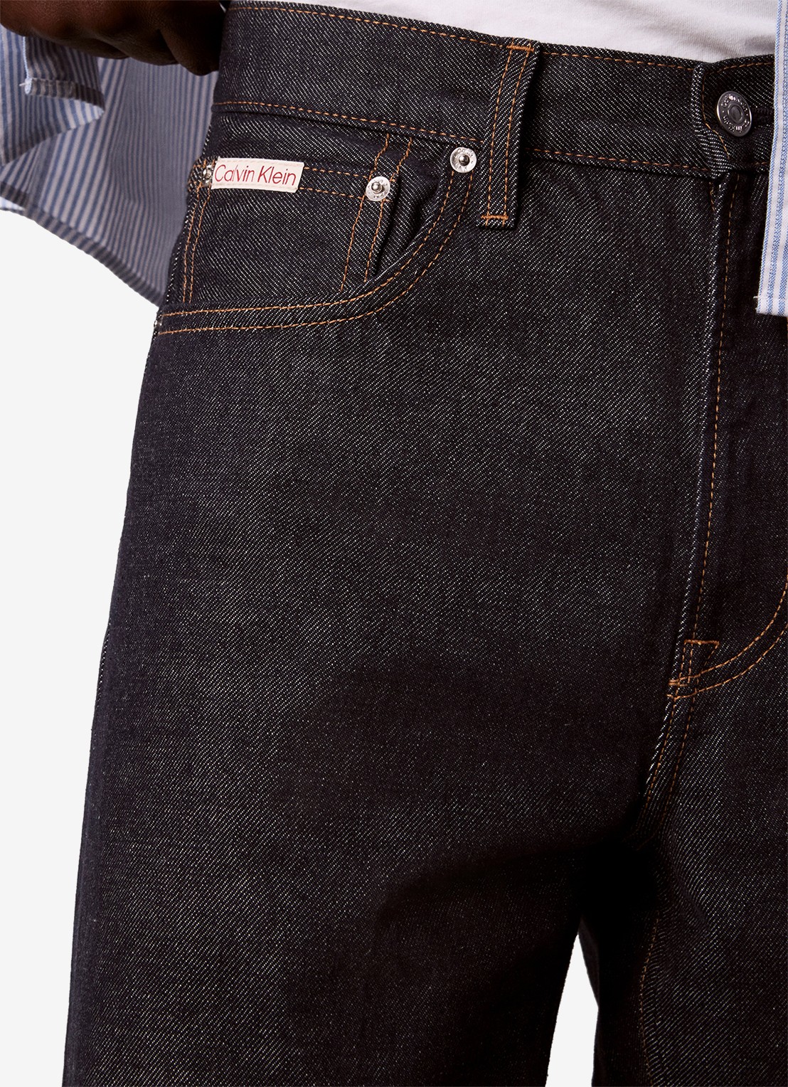 Calvin Klein Straight leg jeans met steekzakken - detail 3 donkerblauw
