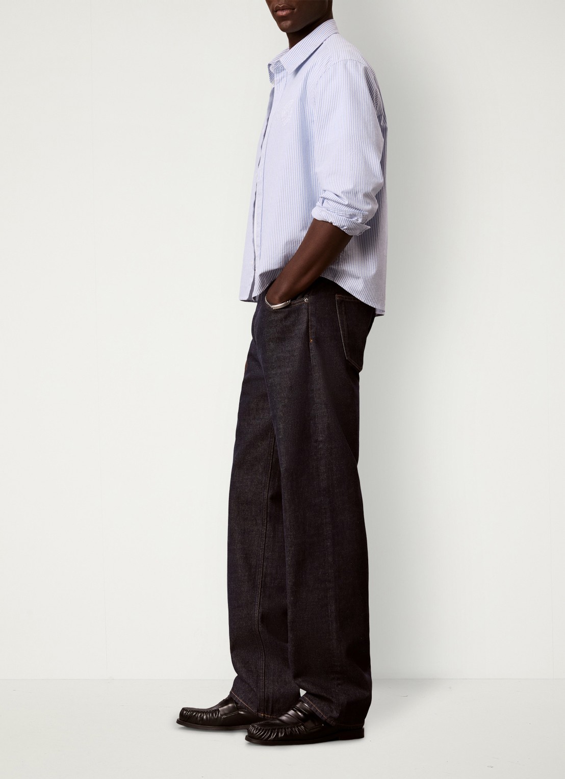 Calvin Klein Straight leg jeans met steekzakken - detail 4 donkerblauw