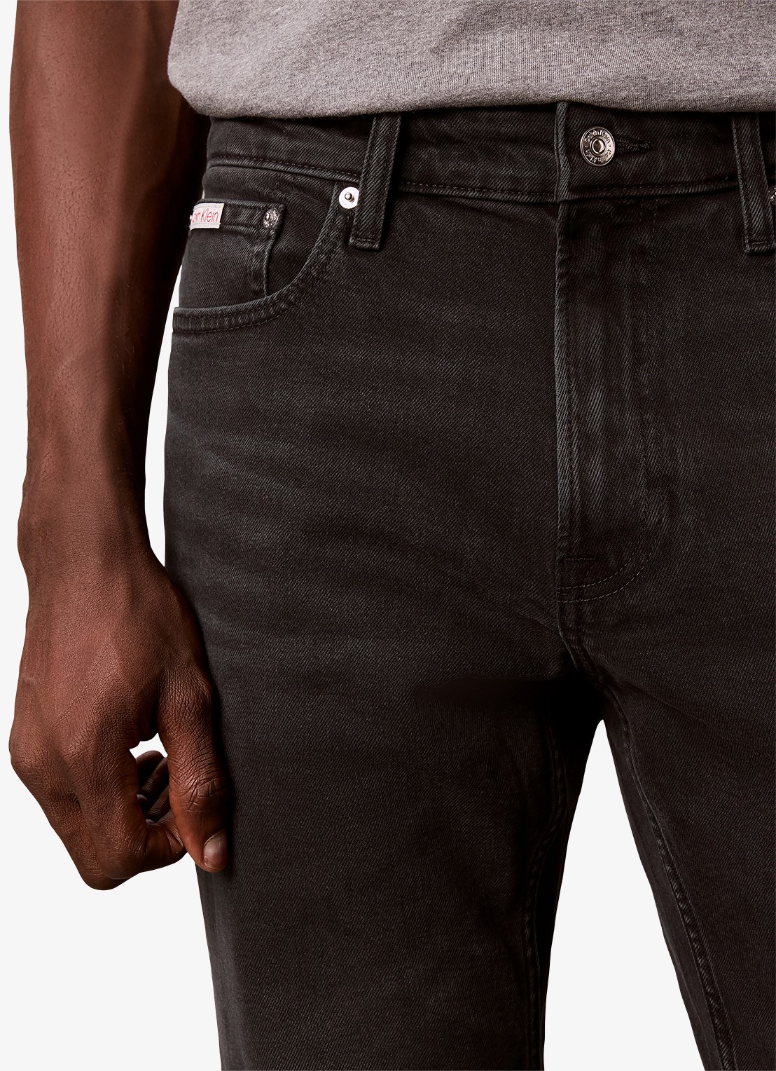Calvin Klein Straight leg jeans met steekzakken - detail 2 donkergrijs