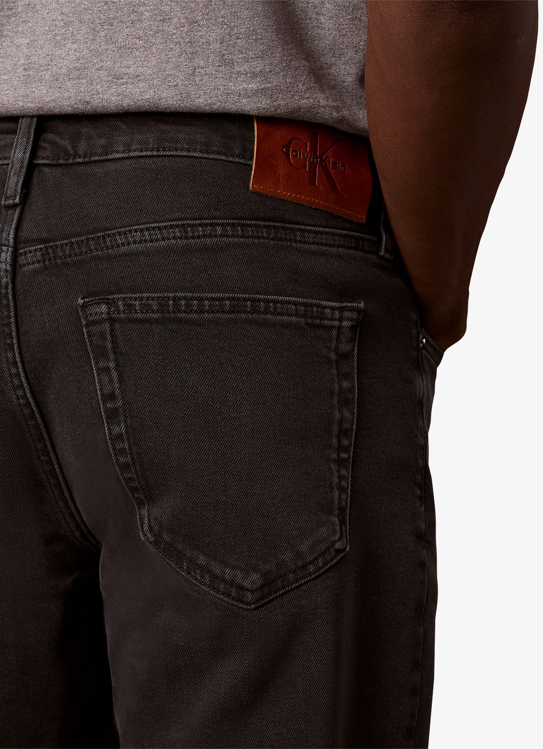 Calvin Klein Straight leg jeans met steekzakken - detail 3 donkergrijs