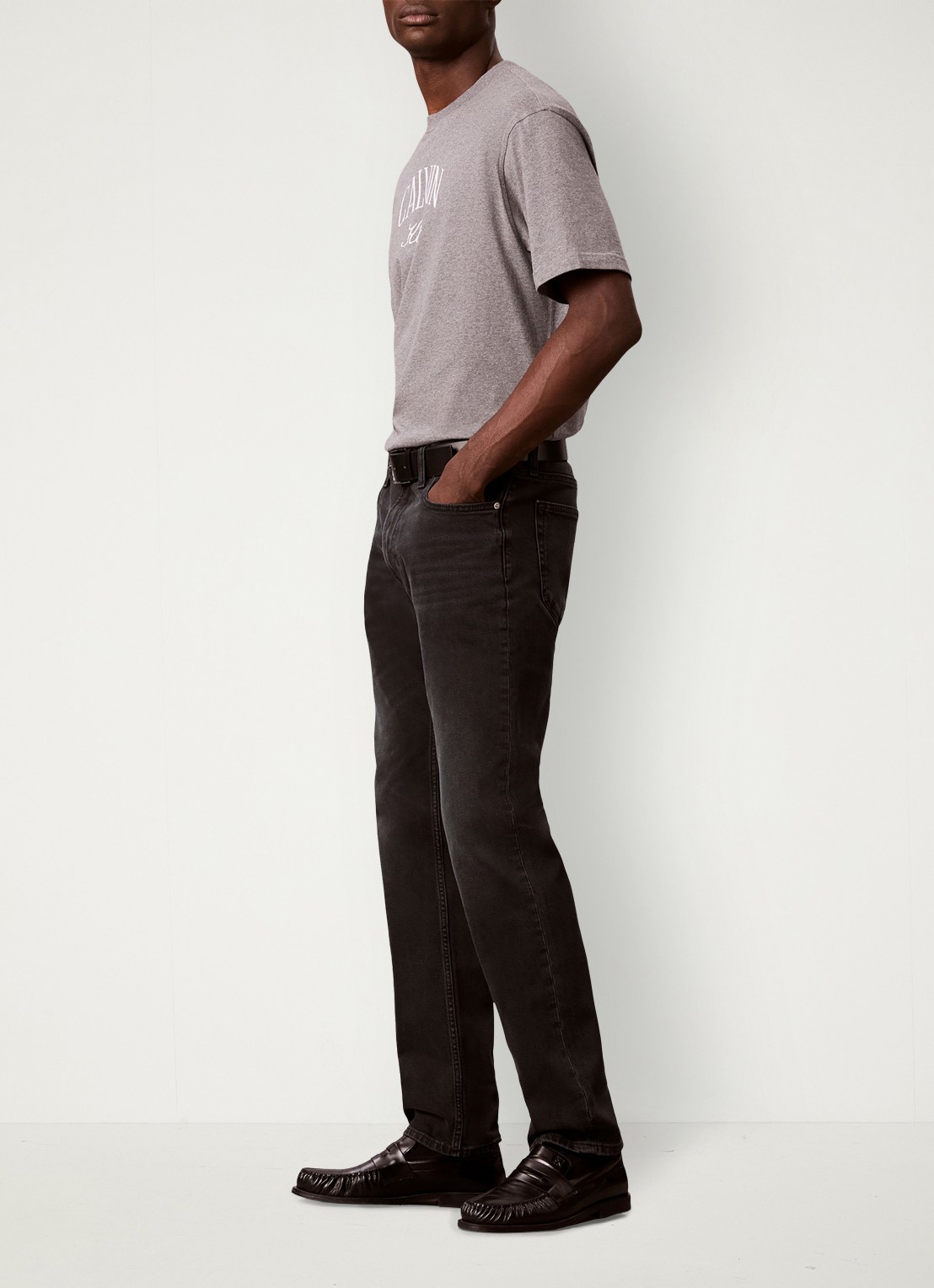 Calvin Klein Straight leg jeans met steekzakken - detail 4 donkergrijs