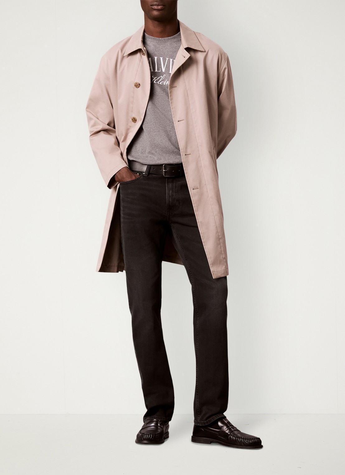 Calvin Klein Straight leg jeans met steekzakken - voorkant 7 donkergrijs