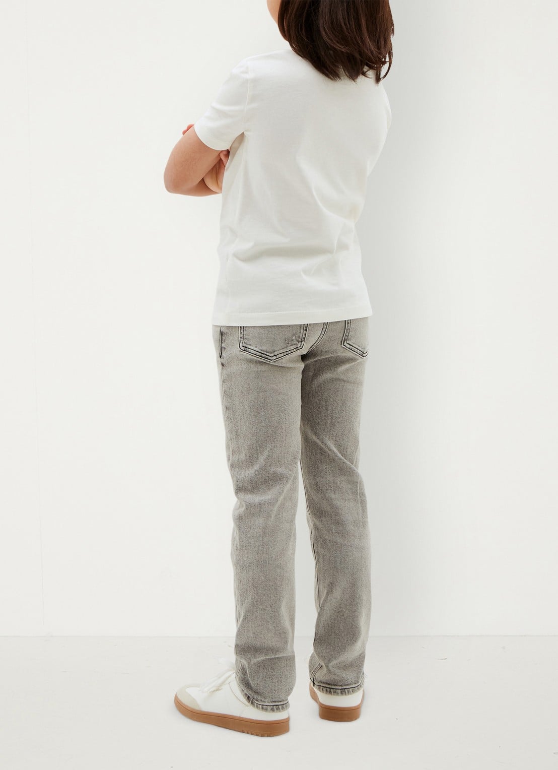 Calvin Klein Straight leg jeans met steekzakken - achterkant 5 stone grey wash-1by /  grijs