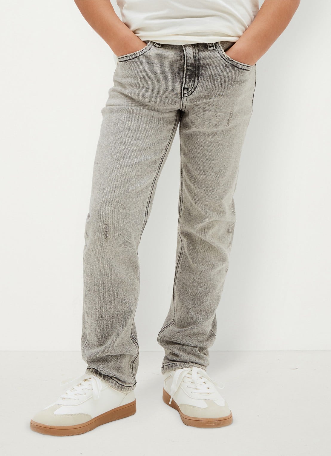 Calvin Klein Straight leg jeans met steekzakken - detail stone grey wash-1by /  grijs