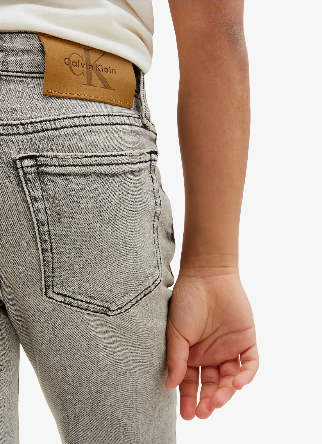 Calvin Klein Straight leg jeans met steekzakken - detail 2 stone grey wash-1by /  grijs