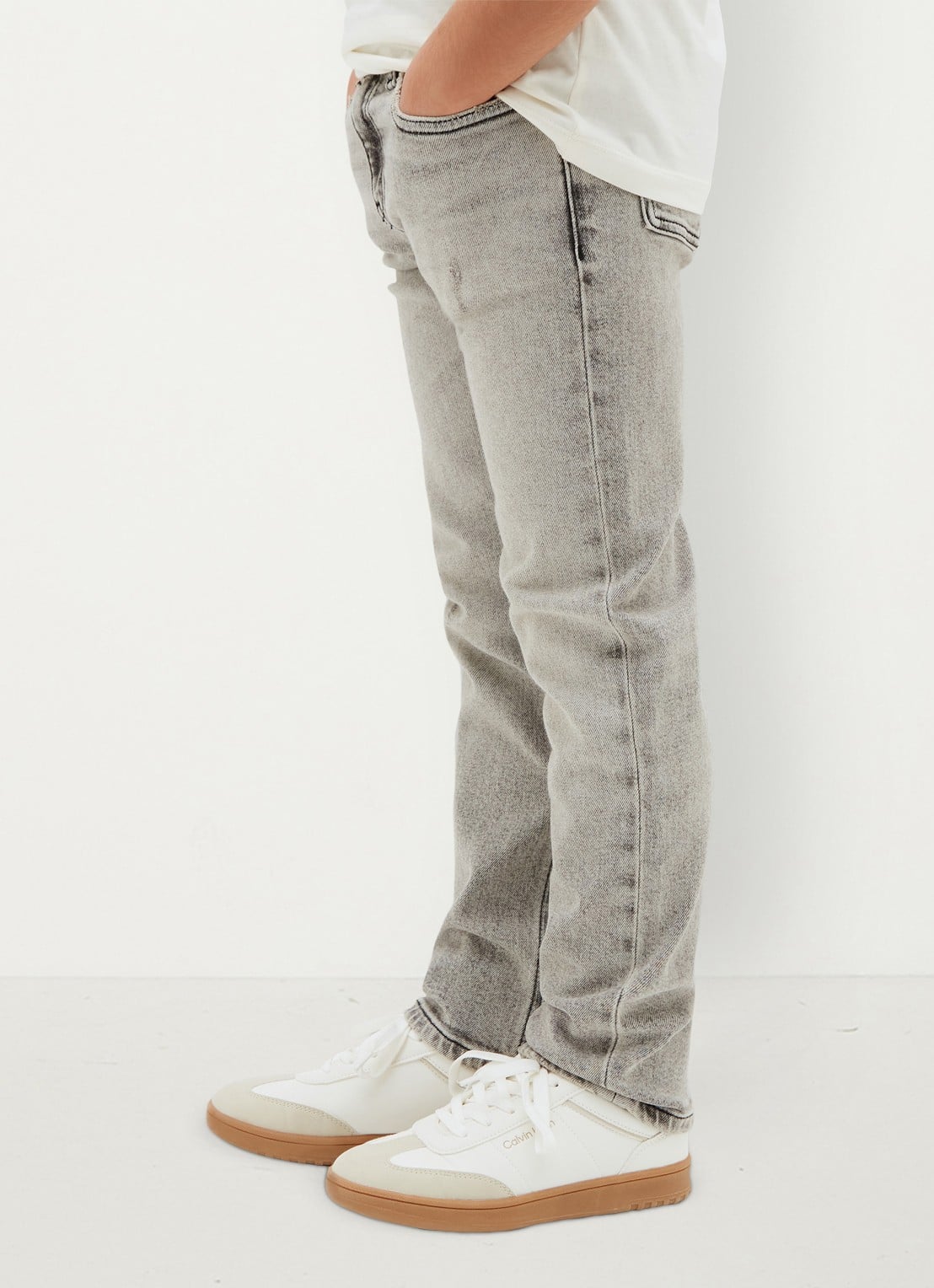 Calvin Klein Straight leg jeans met steekzakken - detail 3 stone grey wash-1by /  grijs