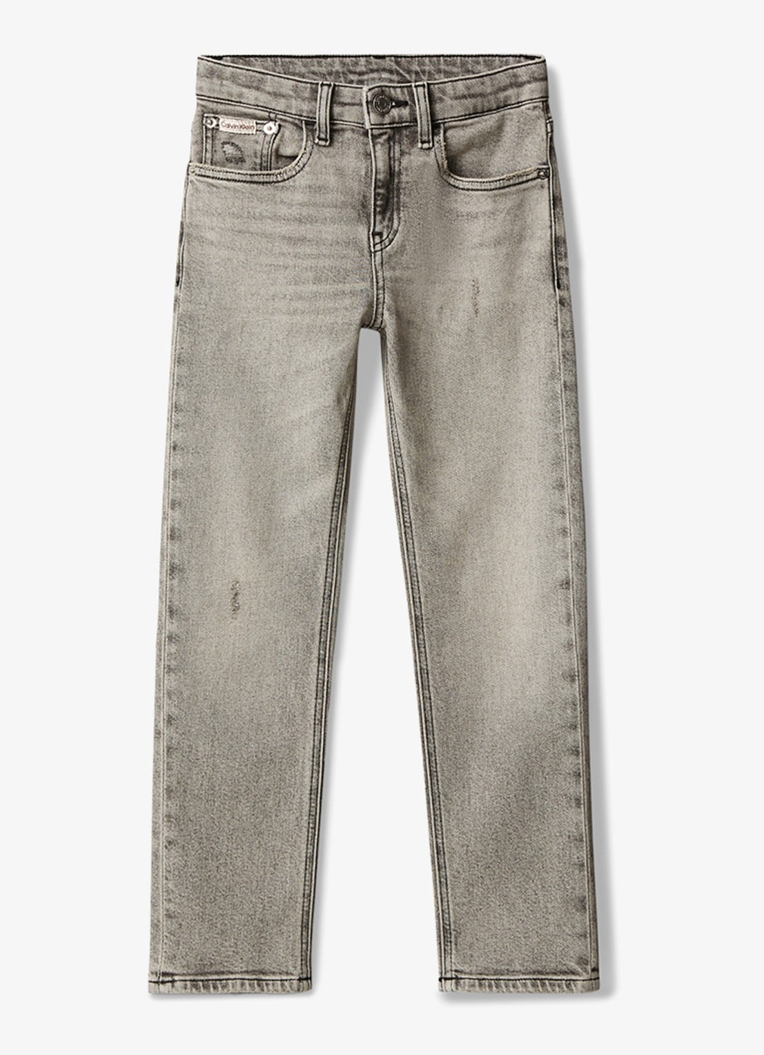Calvin Klein Straight leg jeans met steekzakken - voorkant 4 stone grey wash-1by /  grijs
