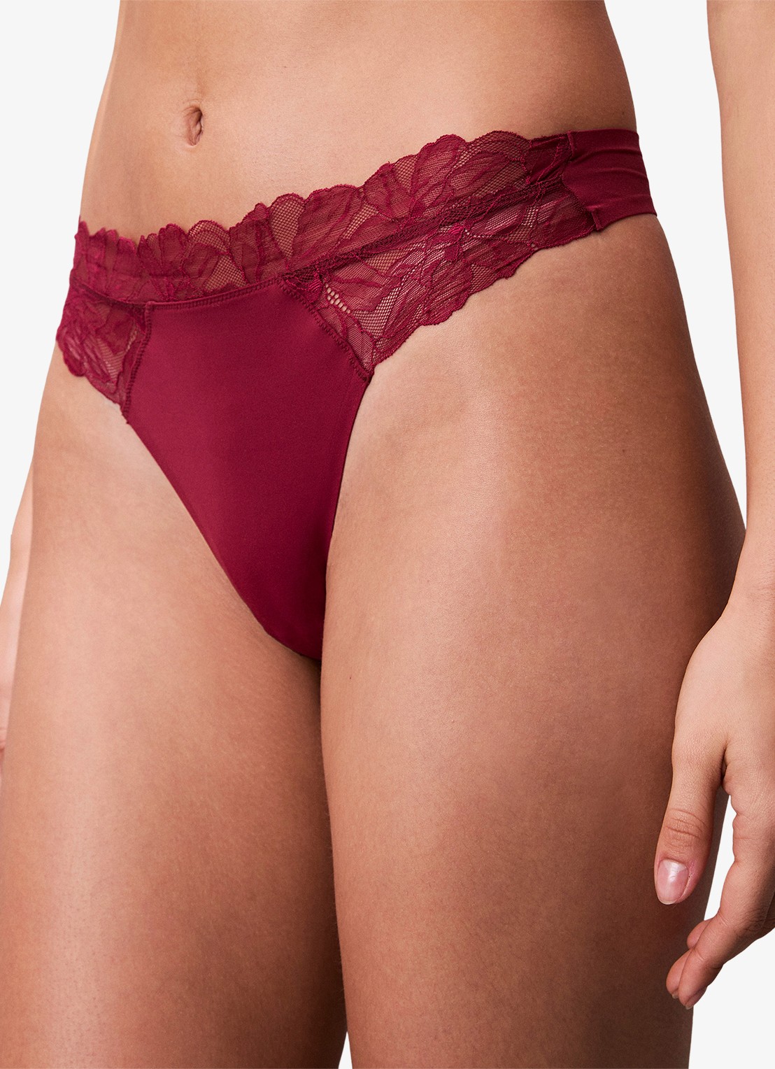 Calvin Klein String met details van kant - detail bordeauxrood