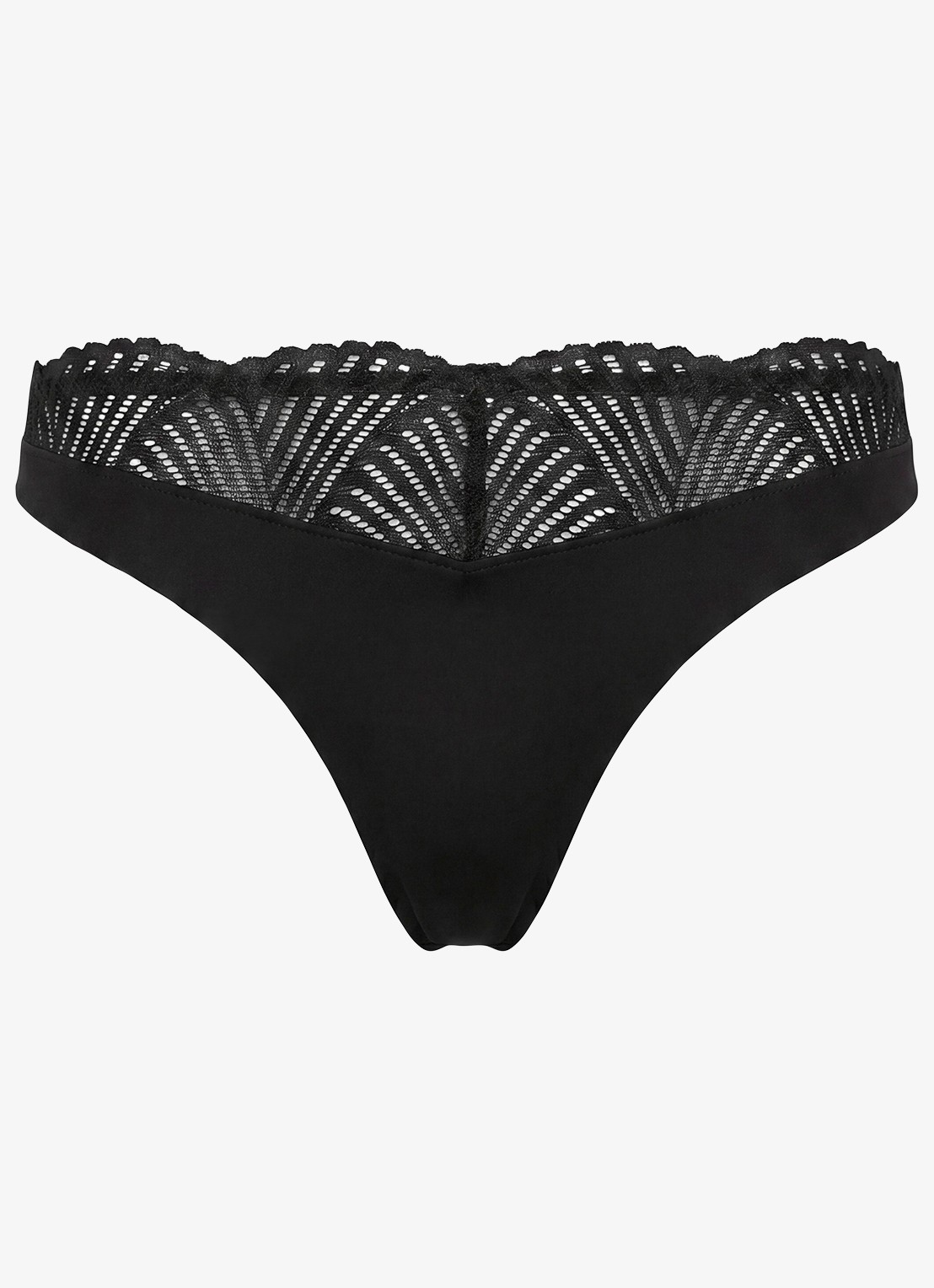 Calvin Klein String met details van kant - voorkant 6 zwart
