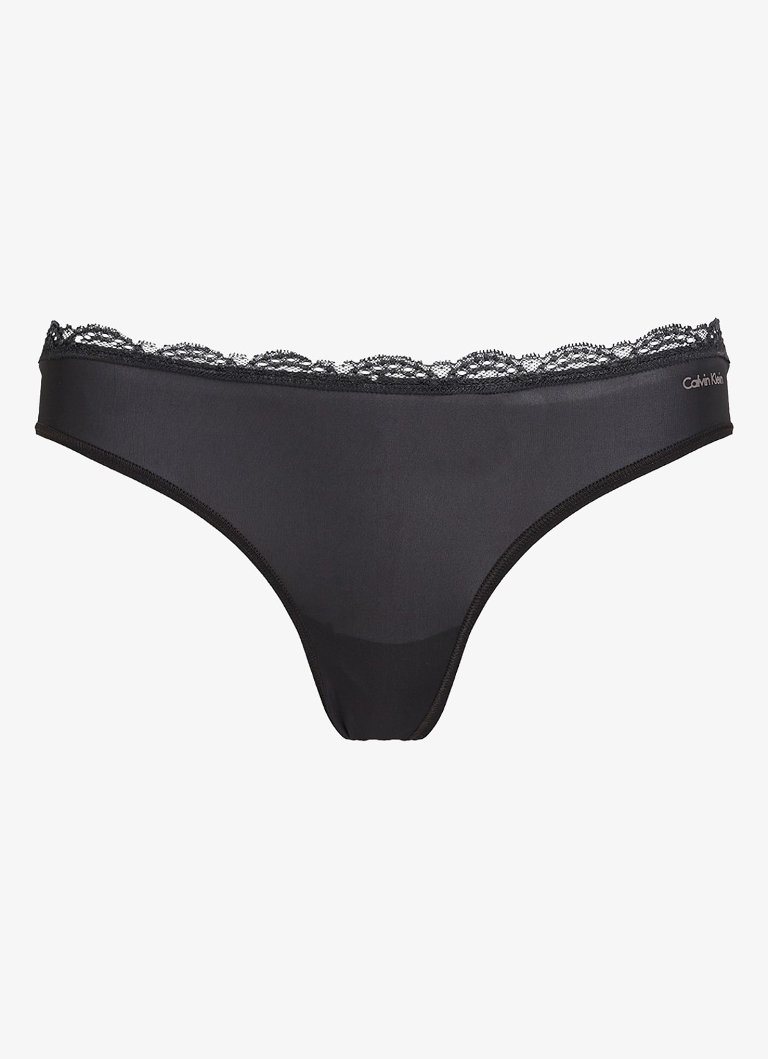Calvin Klein String met kant - voorkant zwart