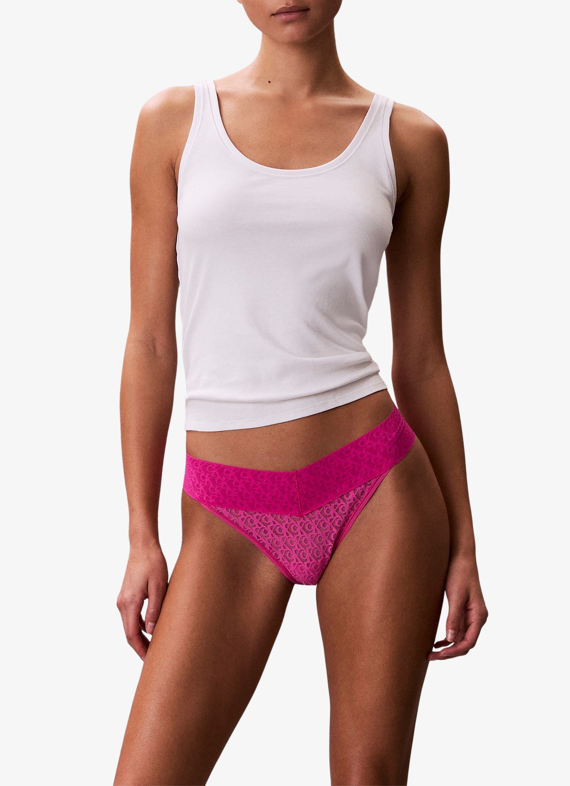Calvin Klein String met kant - detail 3 donkerroze