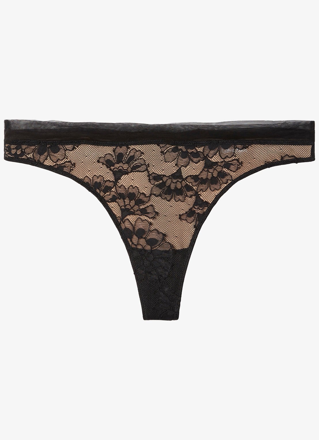 Calvin Klein String met kant - voorkant zwart