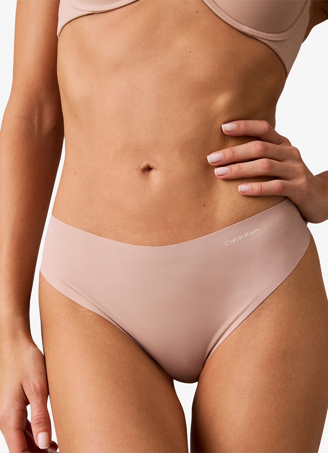 Calvin Klein String met logo in 3-pack - detail beige