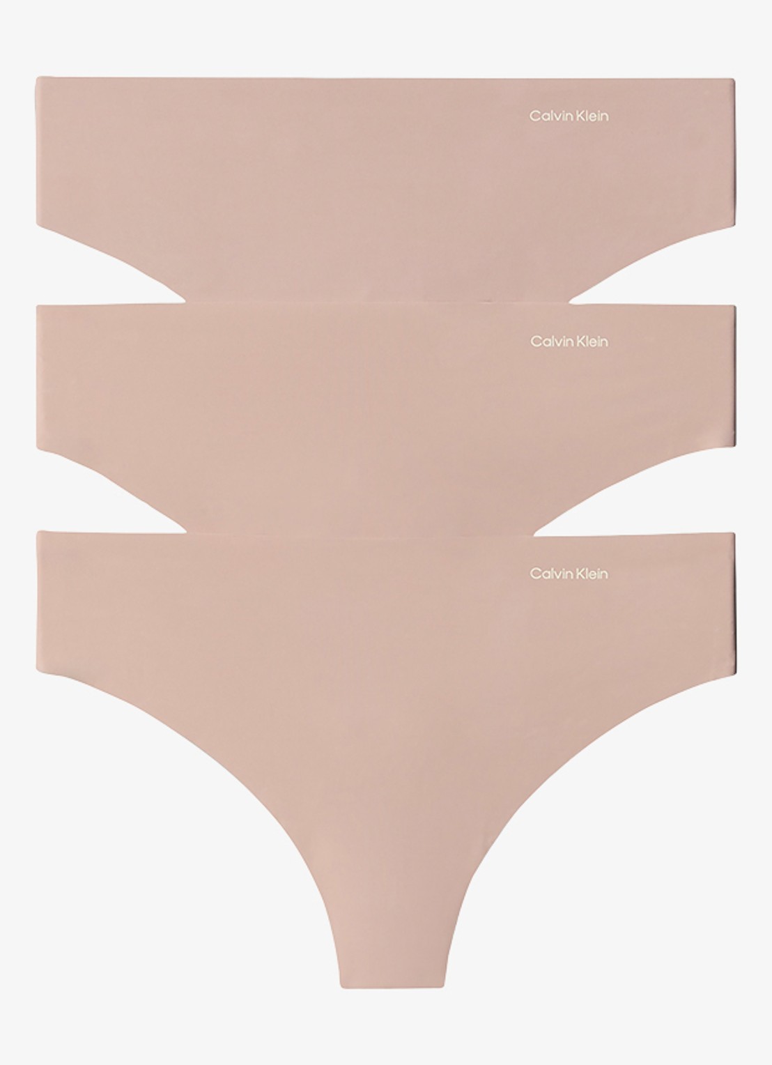 Calvin Klein String met logo in 3-pack - voorkant 5 beige