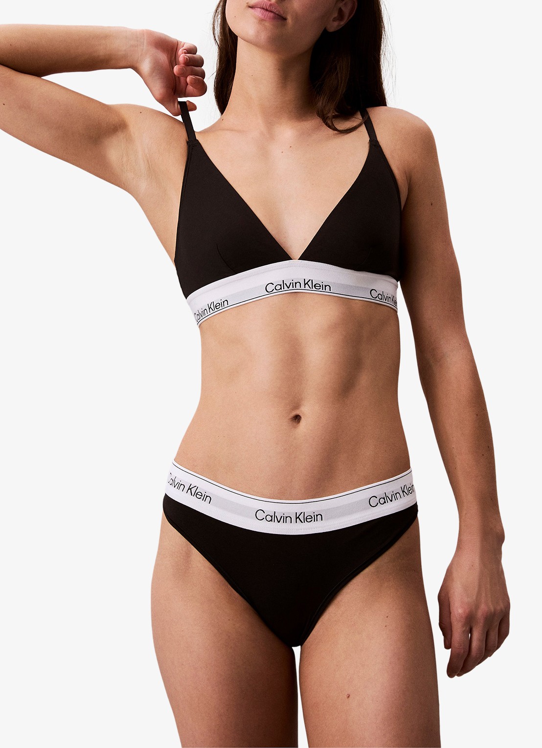 Calvin Klein String met logoband - voorkant 5 zwart