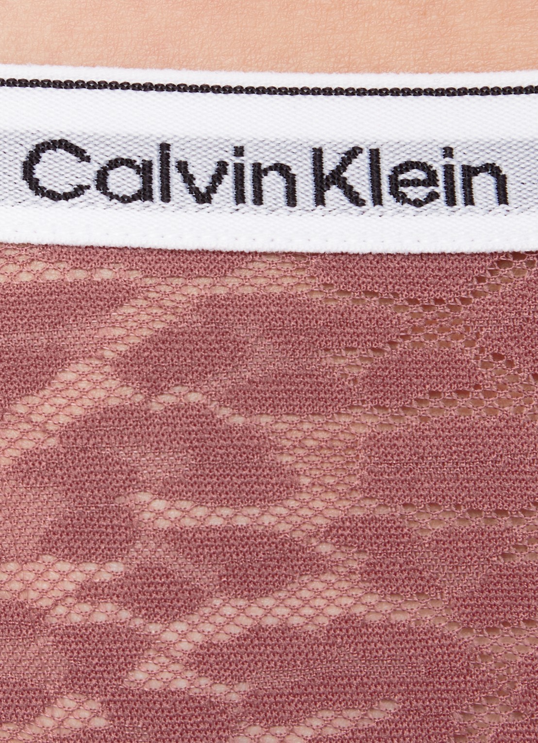 Calvin Klein String van mesh met panterprint - detail 2 donkerroze