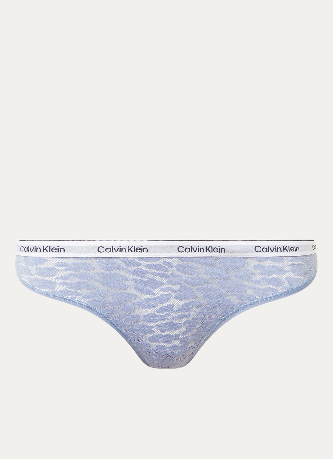 Calvin Klein String van mesh met panterprint - voorkant staalblauw
