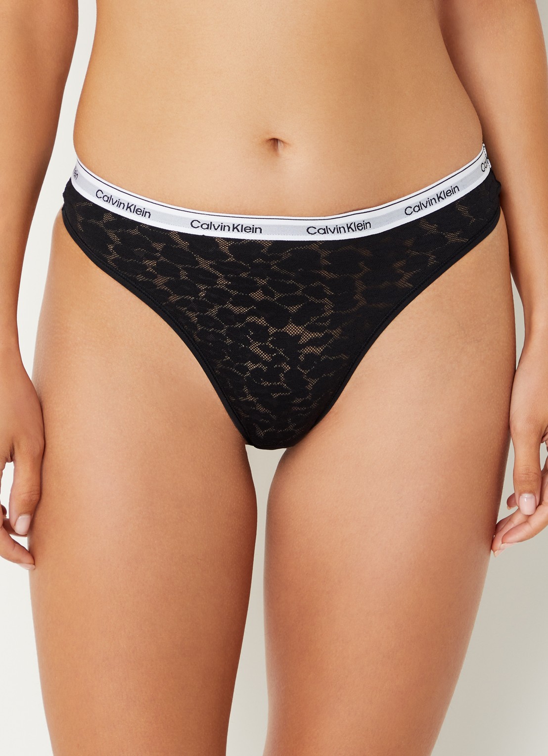 Calvin Klein String van mesh met panterprint - detail 3 zwart