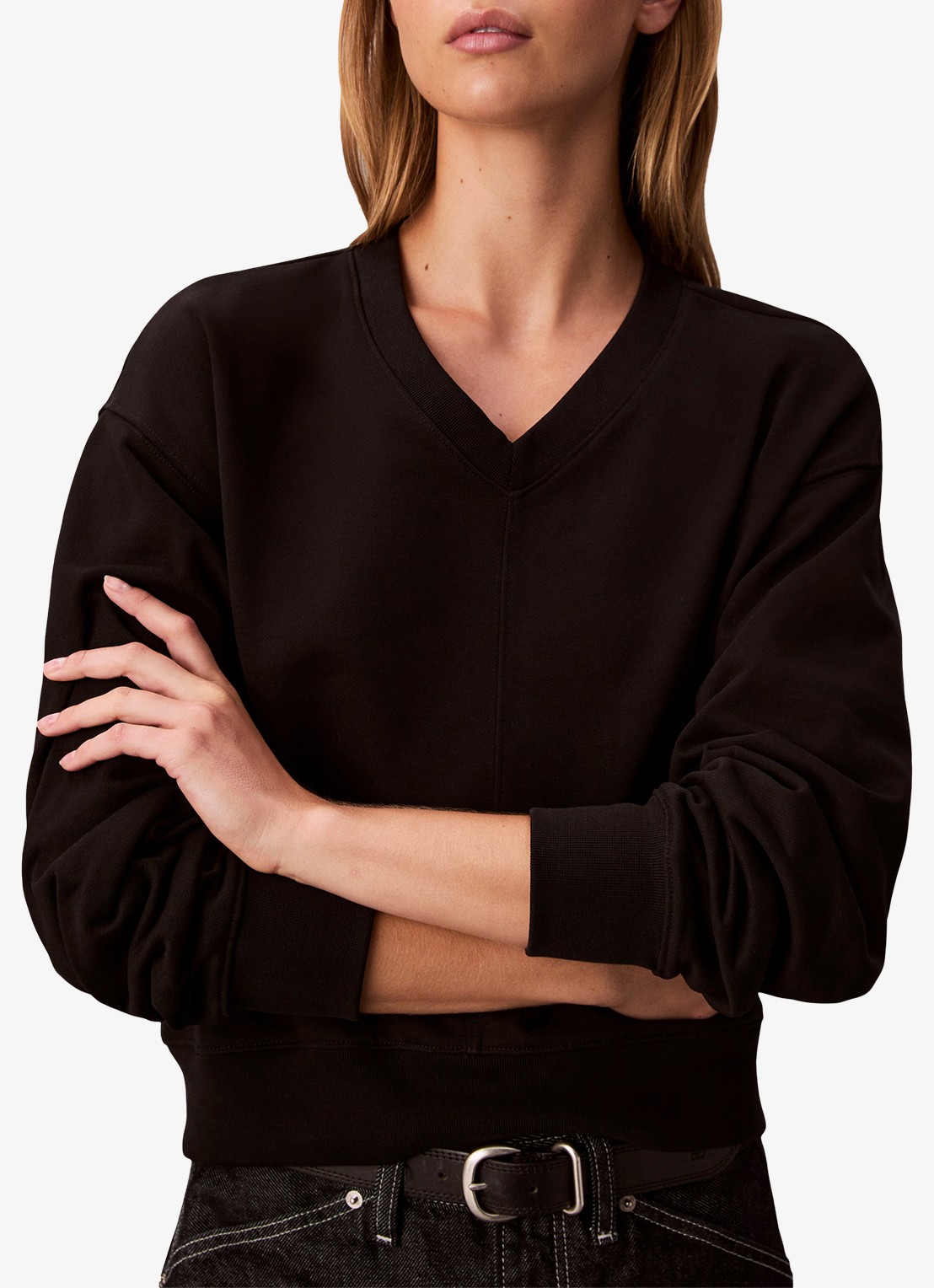 Calvin Klein Sweater in katoenblend - detail 2 zwart