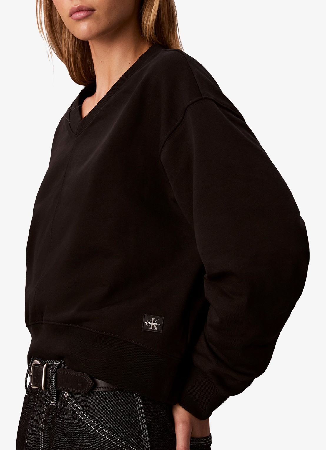 Calvin Klein Sweater in katoenblend - detail 3 zwart