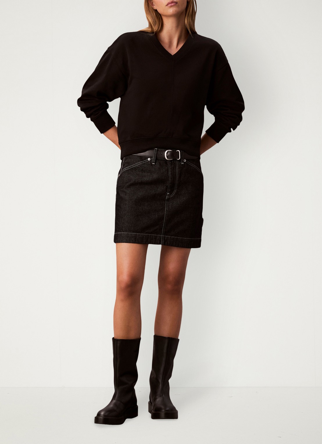 Calvin Klein Sweater in katoenblend - voorkant 6 zwart