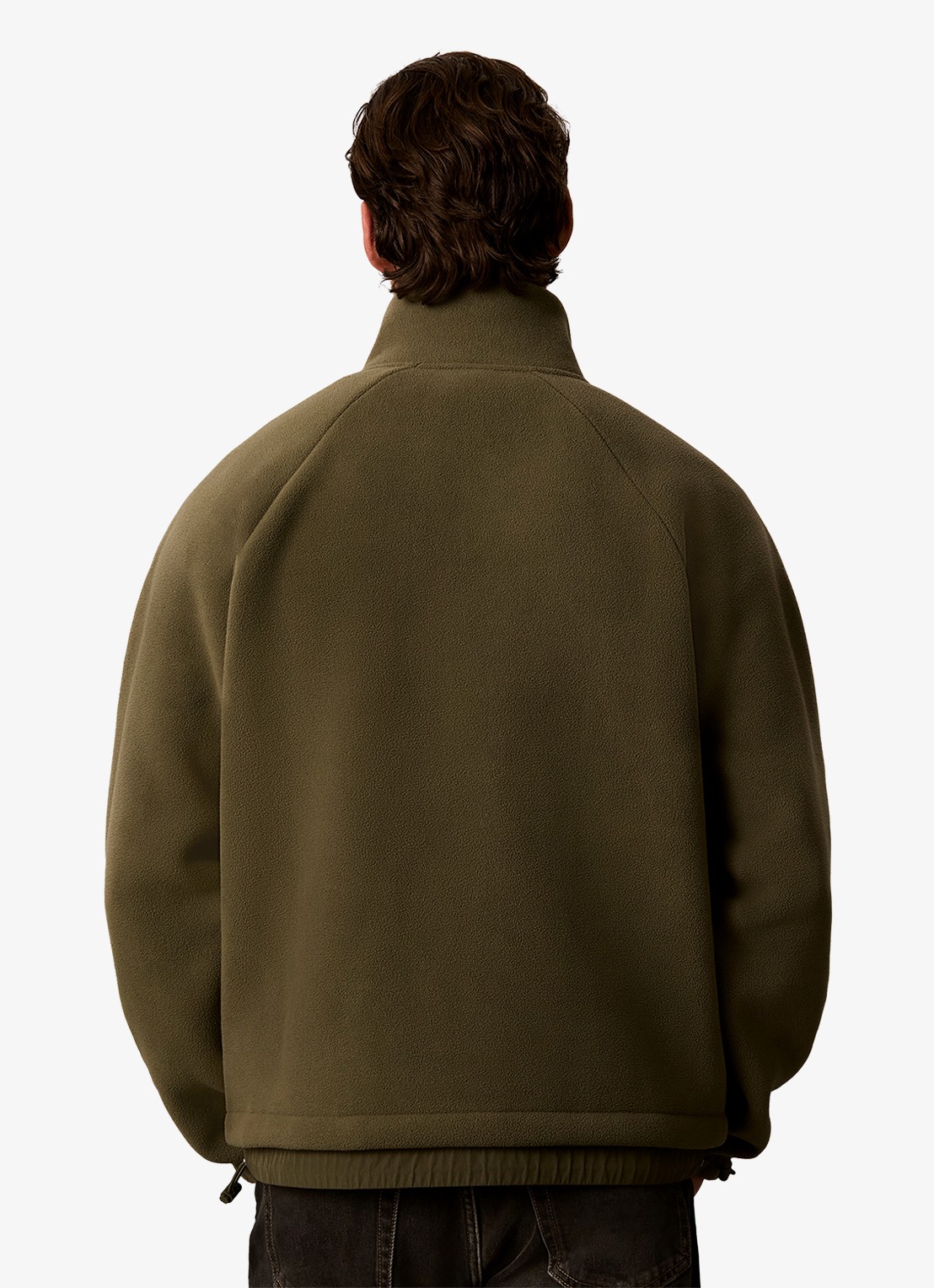 Calvin Klein Sweater met halve rits en logo - achterkant 5 olive night-li1