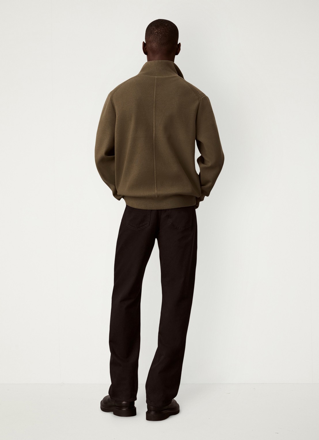 Calvin Klein Sweater met halve rits - achterkant 5 olijfgroen