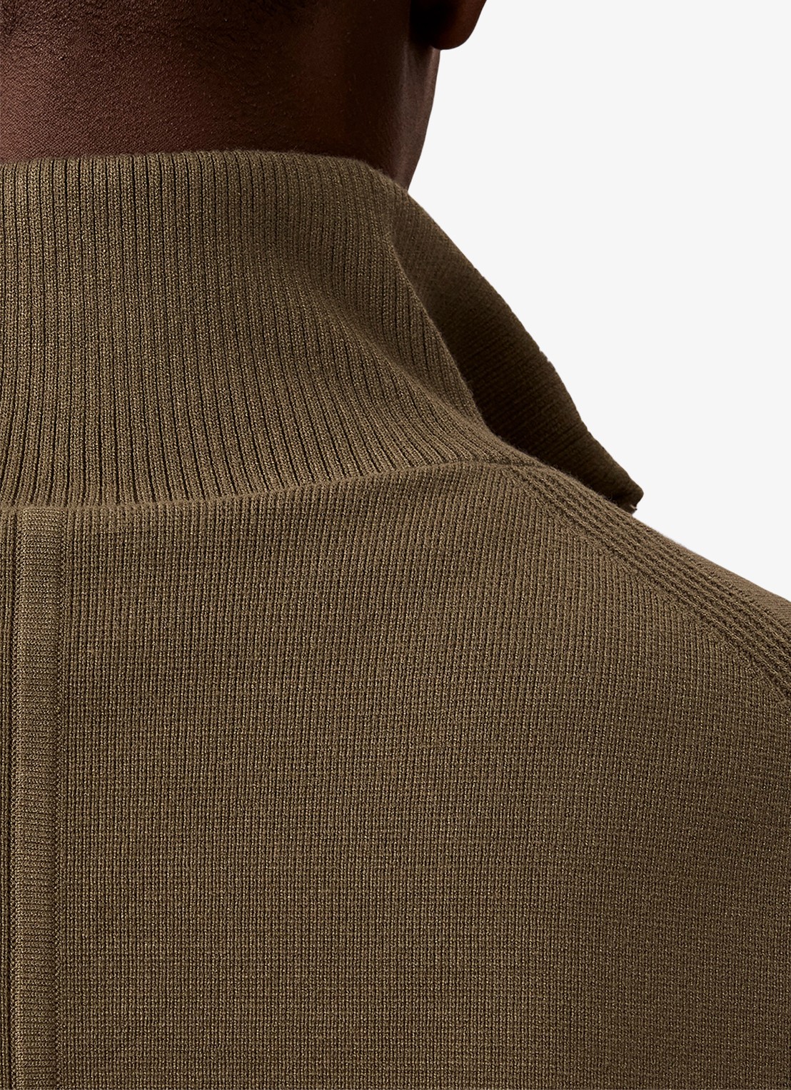 Calvin Klein Sweater met halve rits - detail 3 olijfgroen