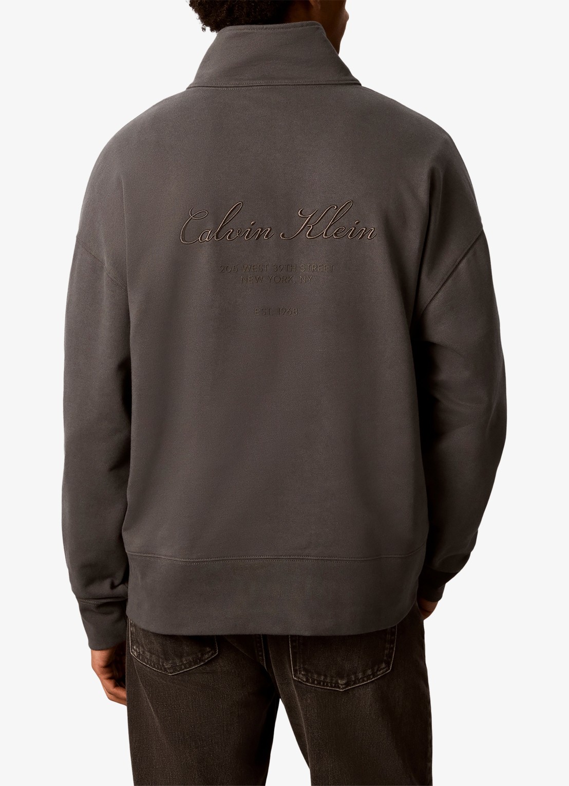 Calvin Klein Sweater met halve rits - achterkant 5 middengrijs