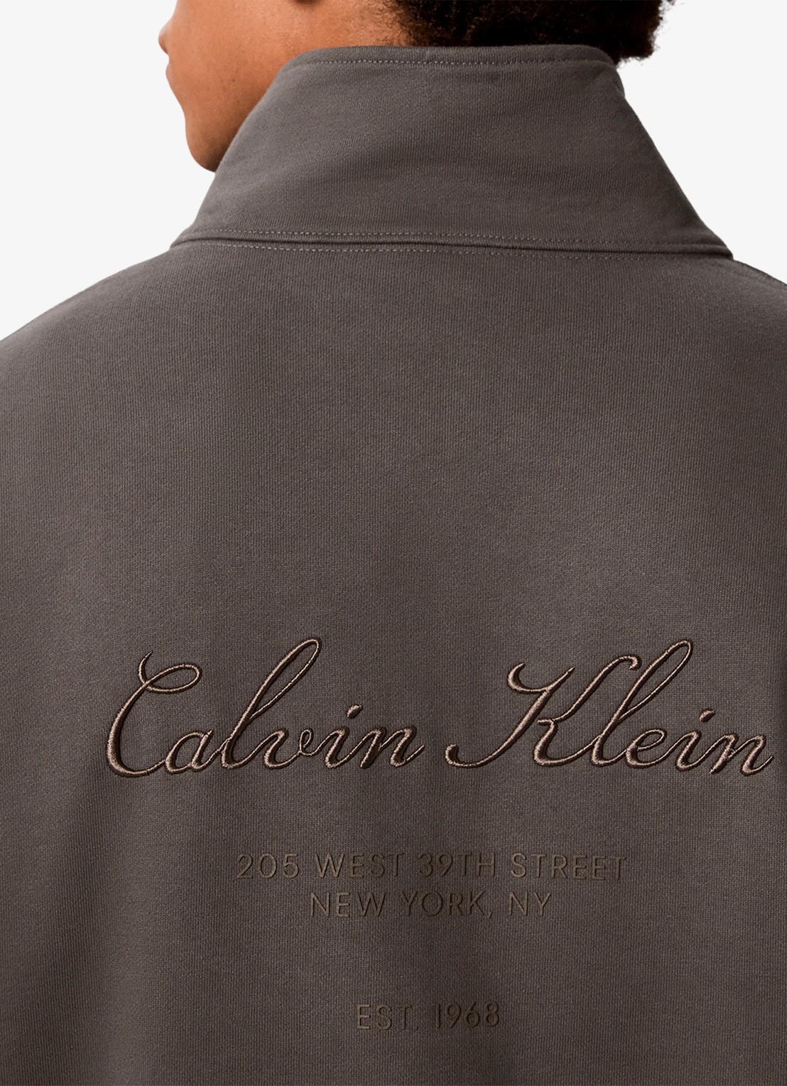 Calvin Klein Sweater met halve rits - detail 2 middengrijs