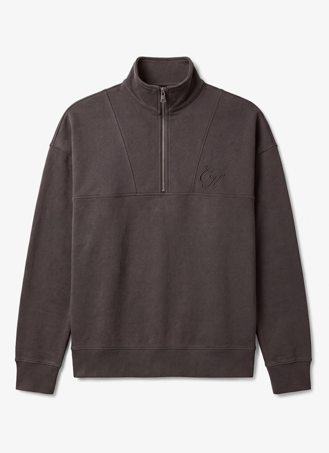 Calvin Klein Sweater met halve rits - voorkant 6 middengrijs