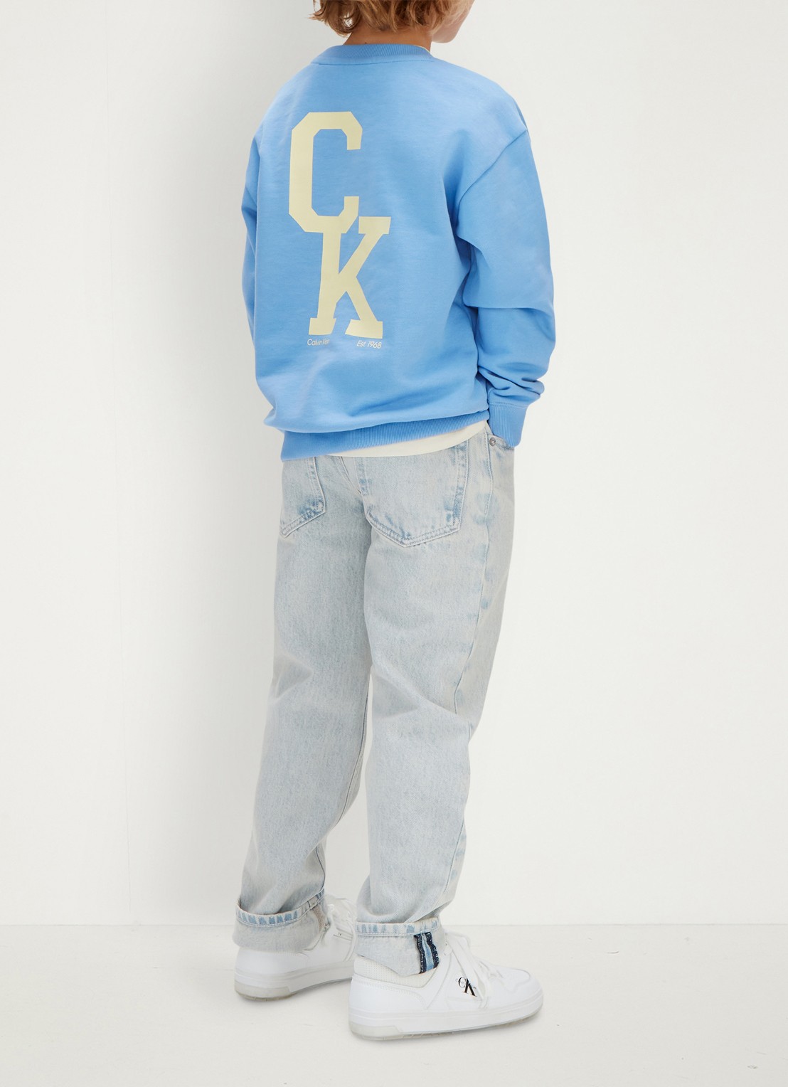 Calvin Klein Sweater met logo- en backprint - achterkant 5 blauw