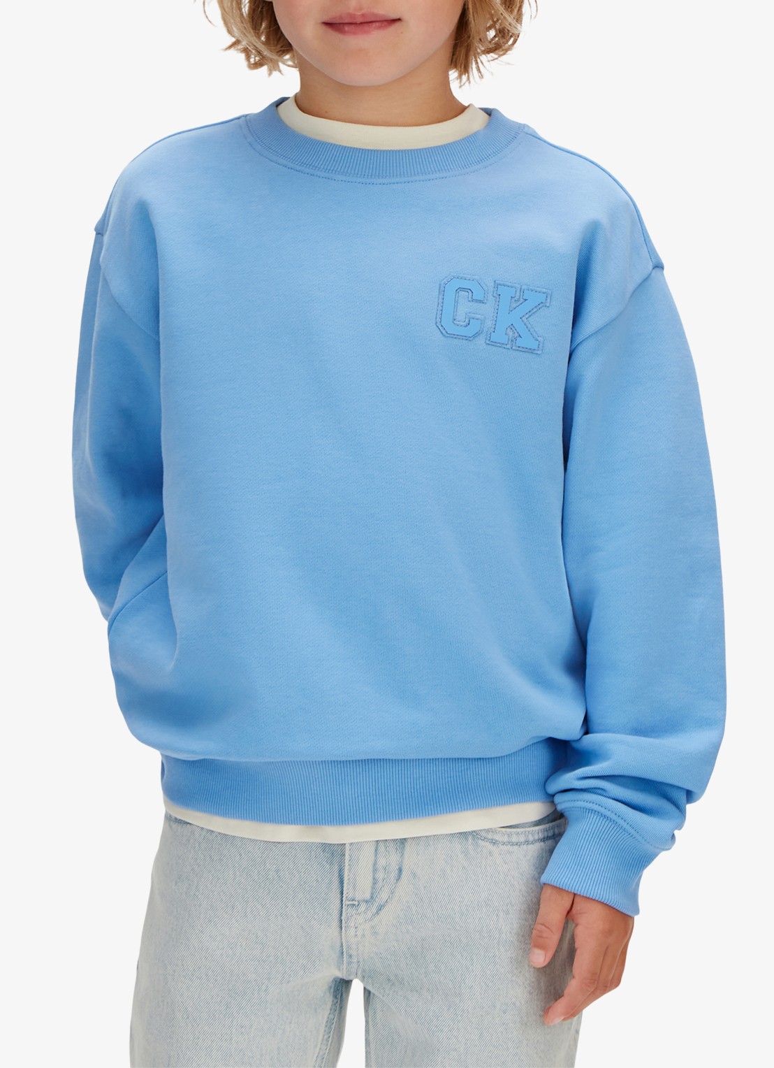 Calvin Klein Sweater met logo- en backprint - detail 3 blauw