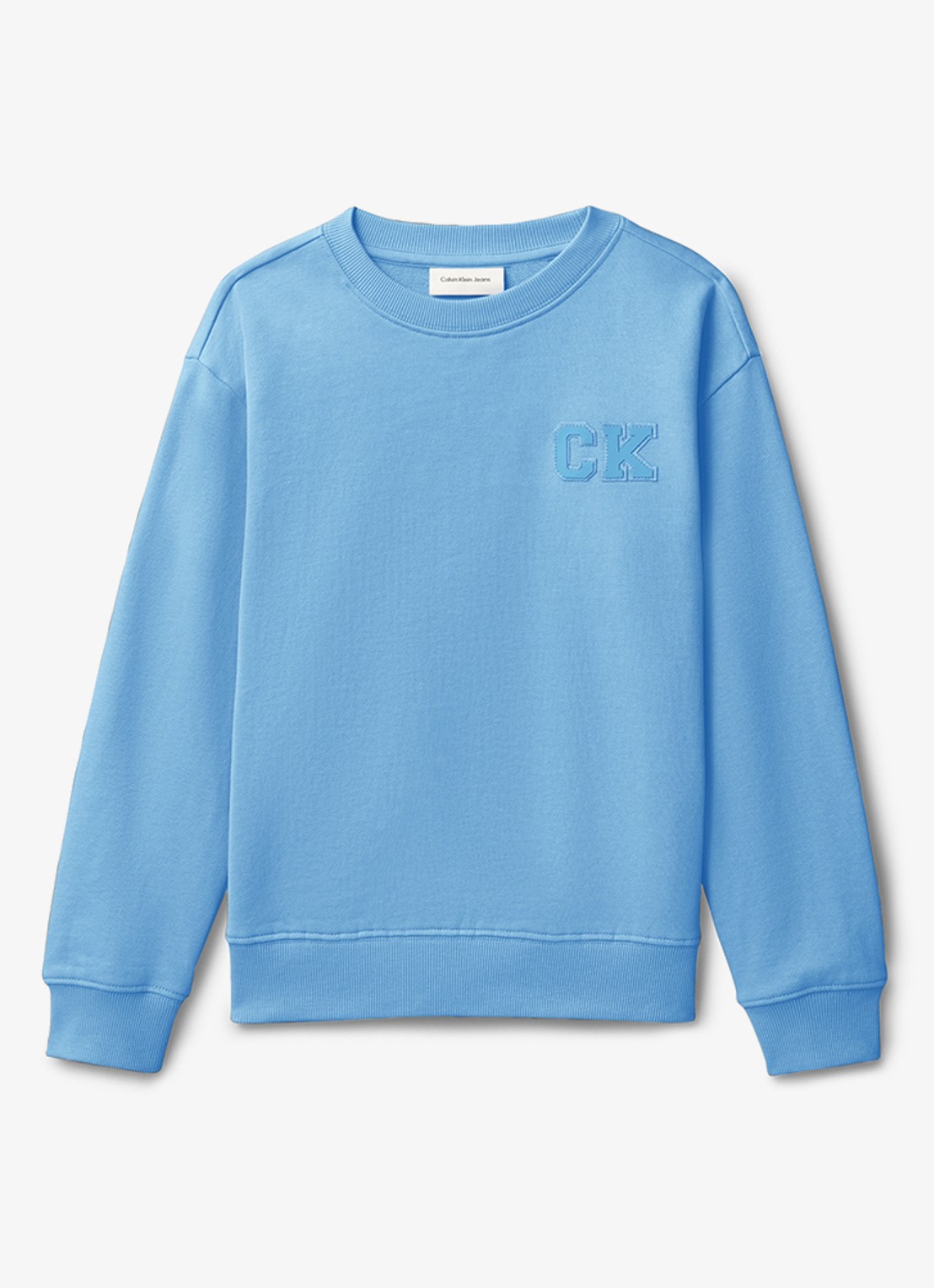 Calvin Klein Sweater met logo- en backprint - voorkant blauw