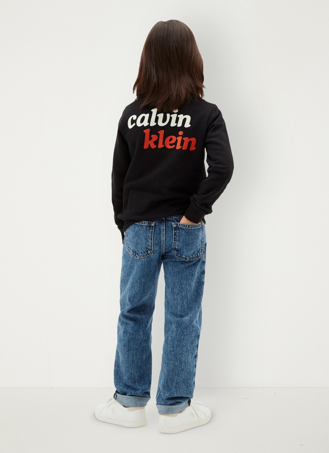 Calvin Klein Sweater met logo- en backprint - achterkant 5 zwart