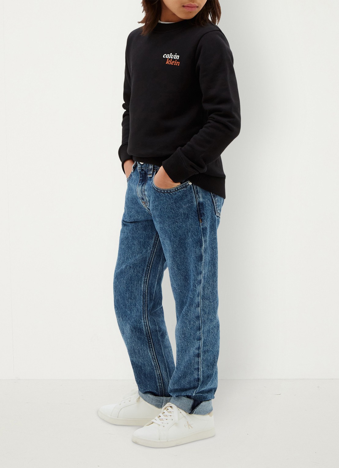 Calvin Klein Sweater met logo- en backprint - voorkant 2 zwart