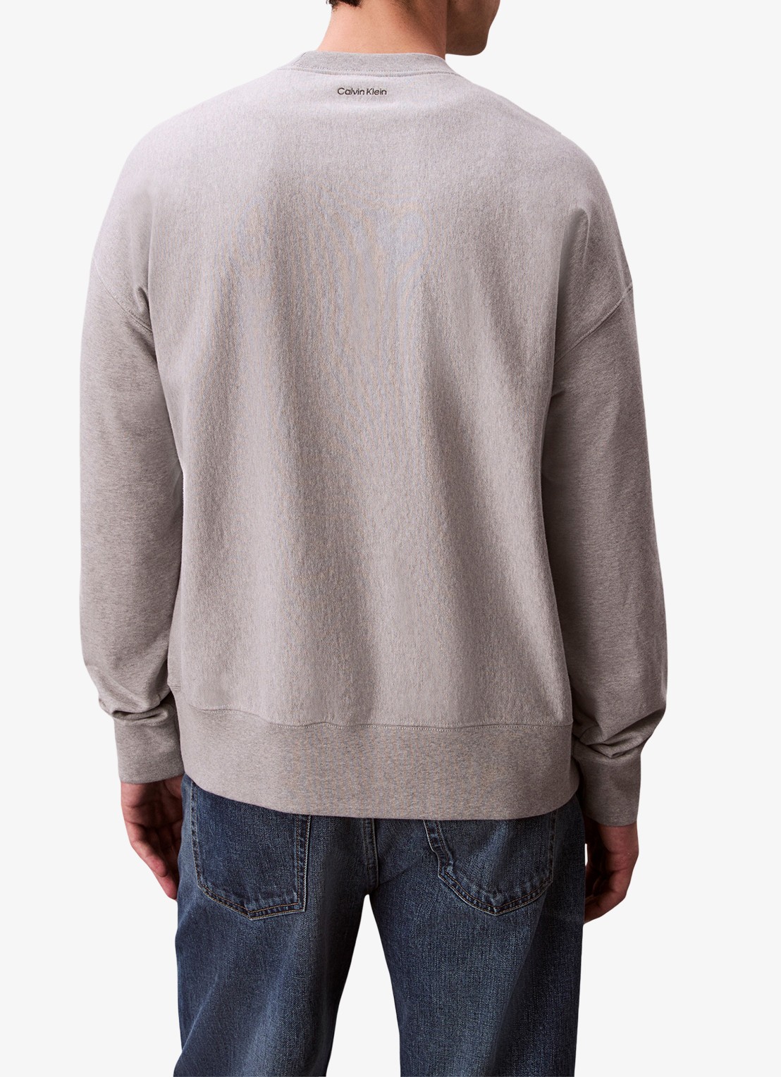Calvin Klein Sweater met logo - achterkant lichtgrijs