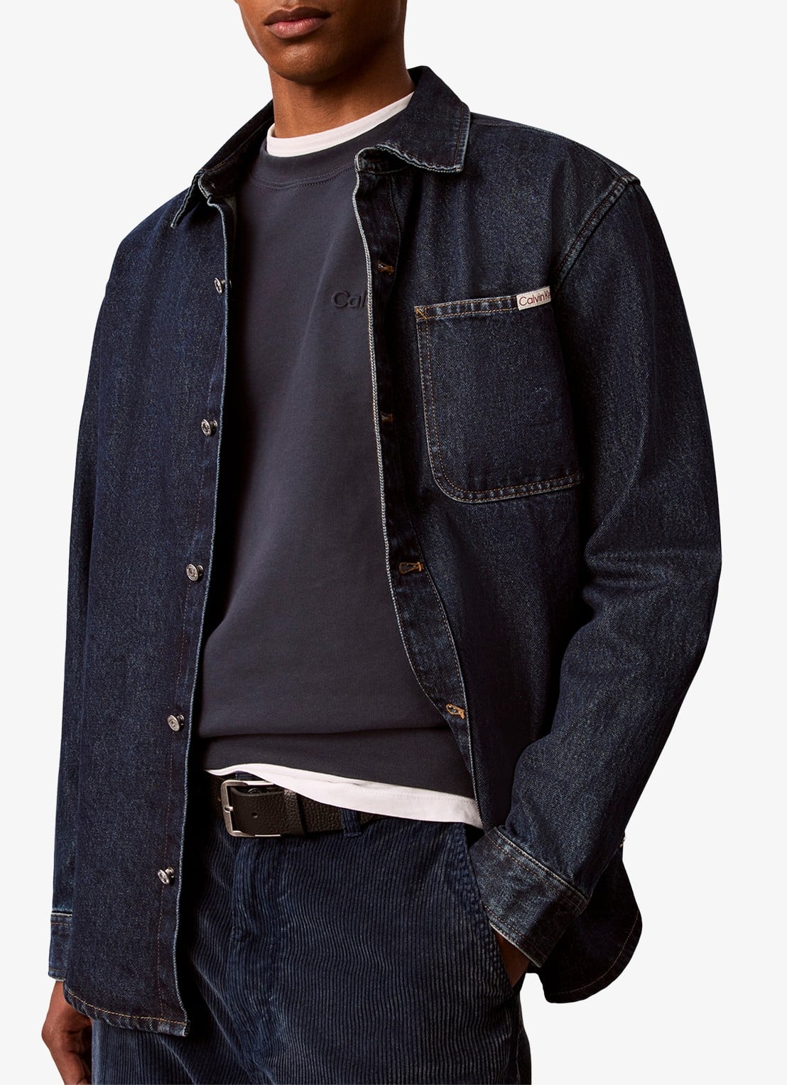 Calvin Klein Sweater met logo - detail 6 donkerblauw