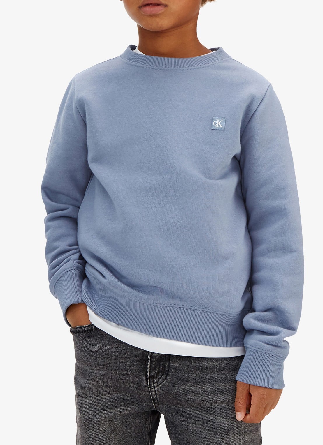 Calvin Klein Sweater met logo - detail 3 blauwgrijs