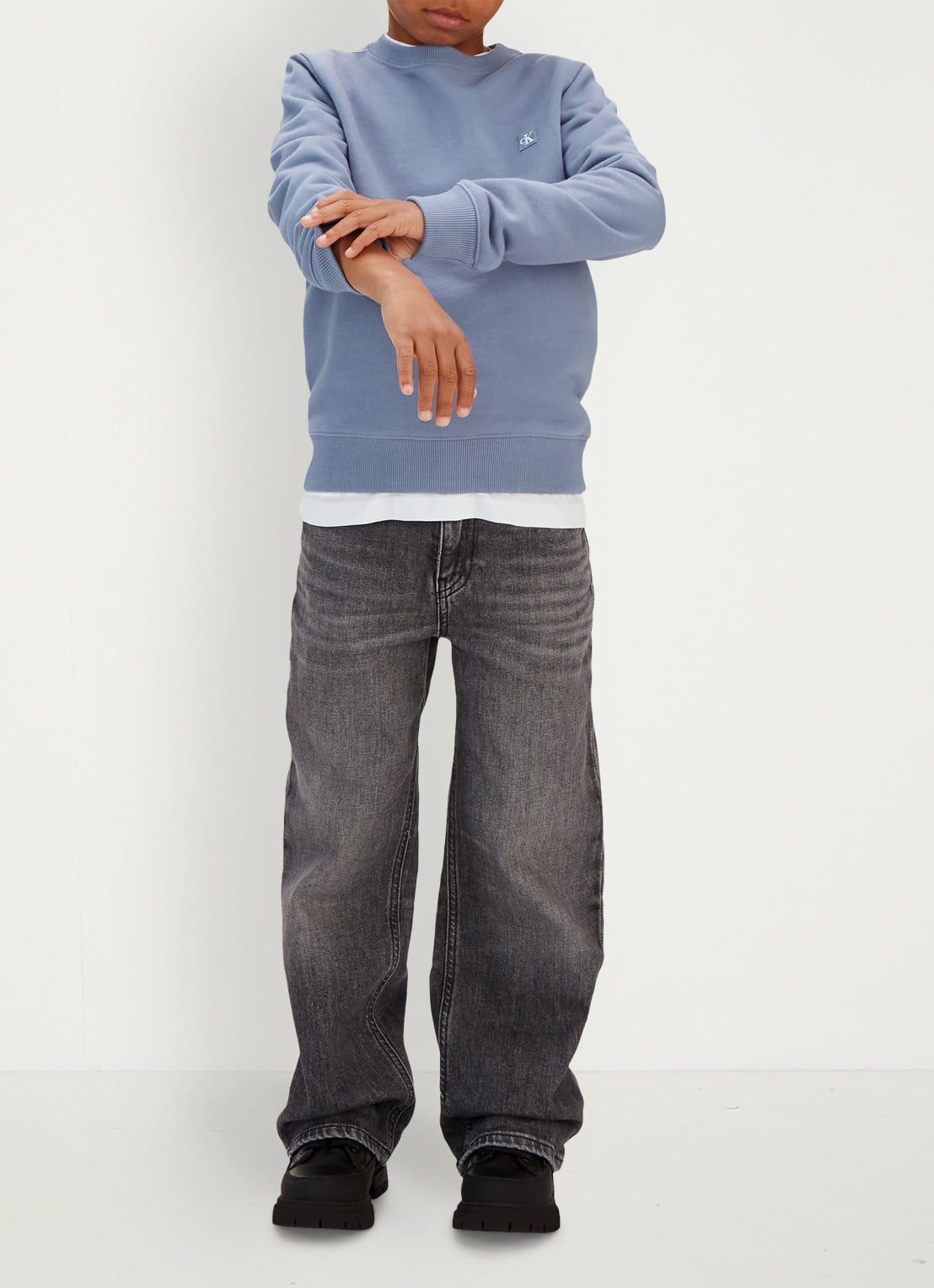 Calvin Klein Sweater met logo - voorkant 2 blauwgrijs
