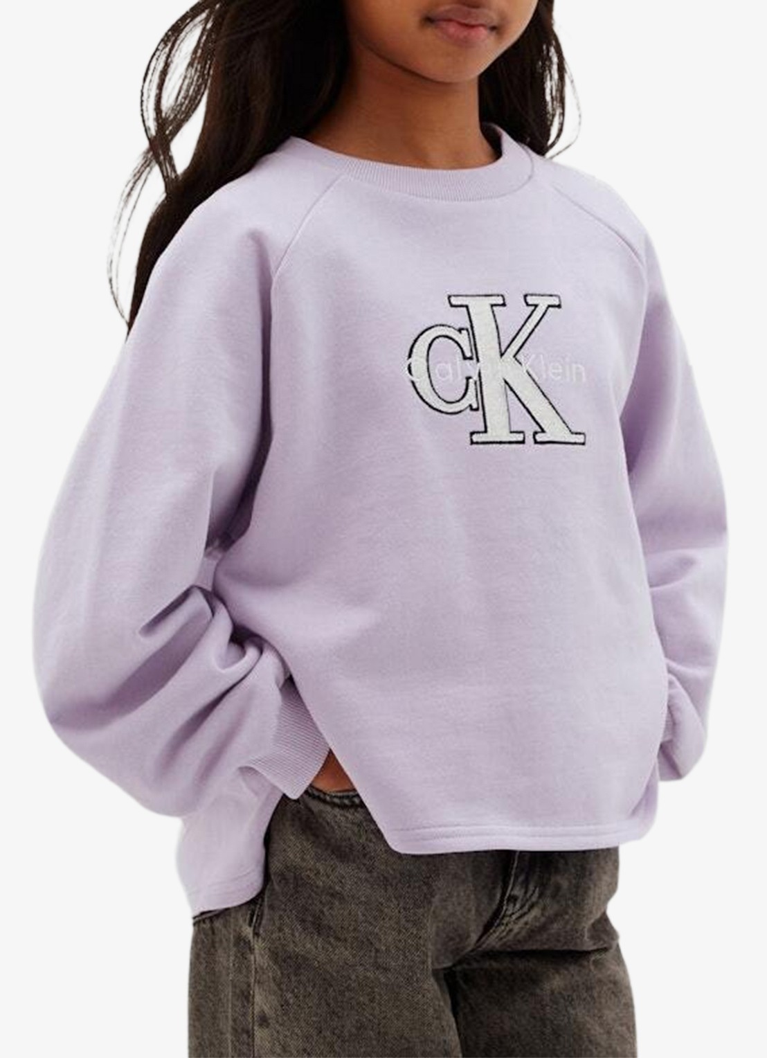 Calvin Klein Sweater met logo - detail 4 lila
