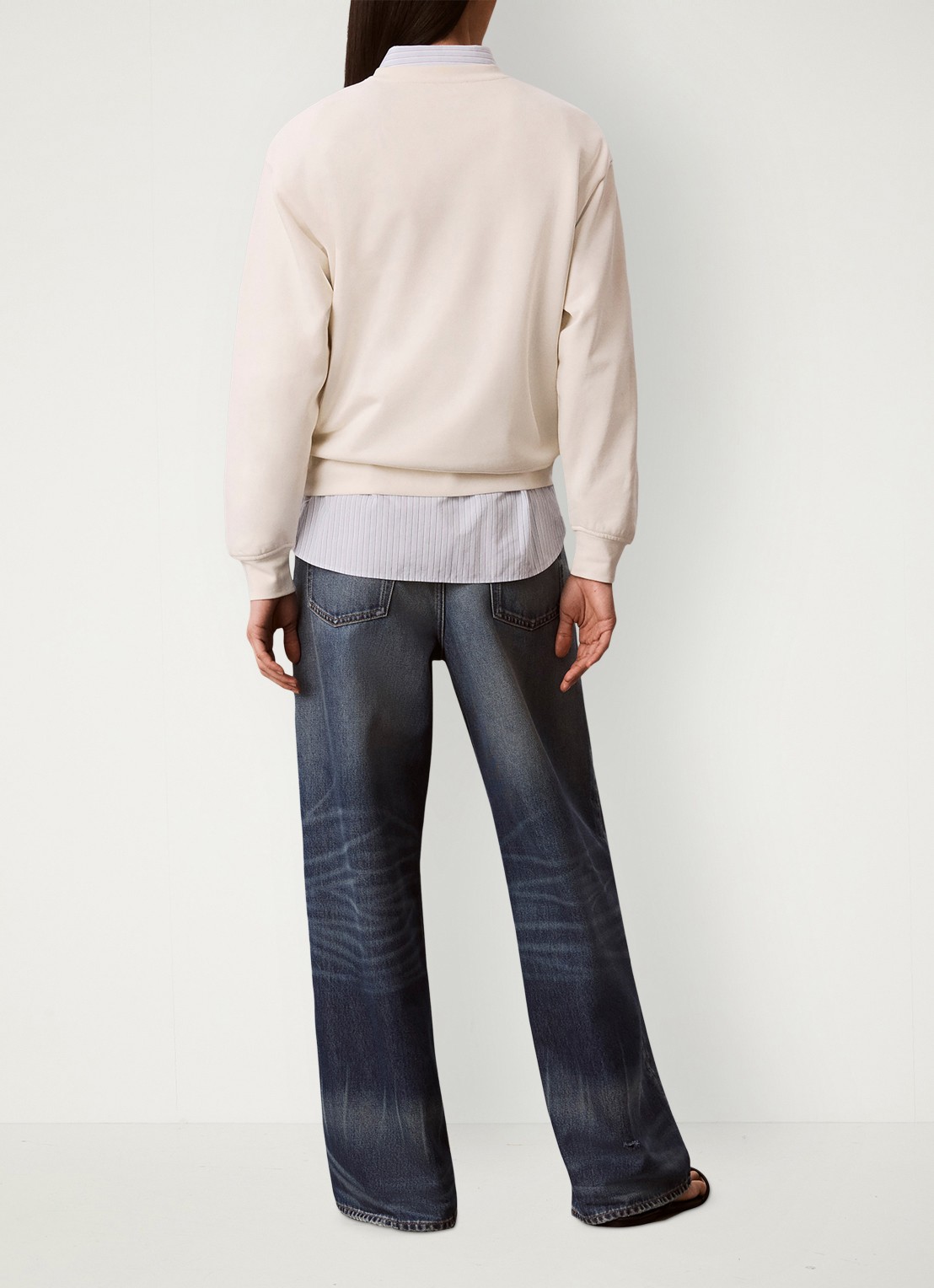 Calvin Klein Sweater met logoborduring - achterkant 5 creme