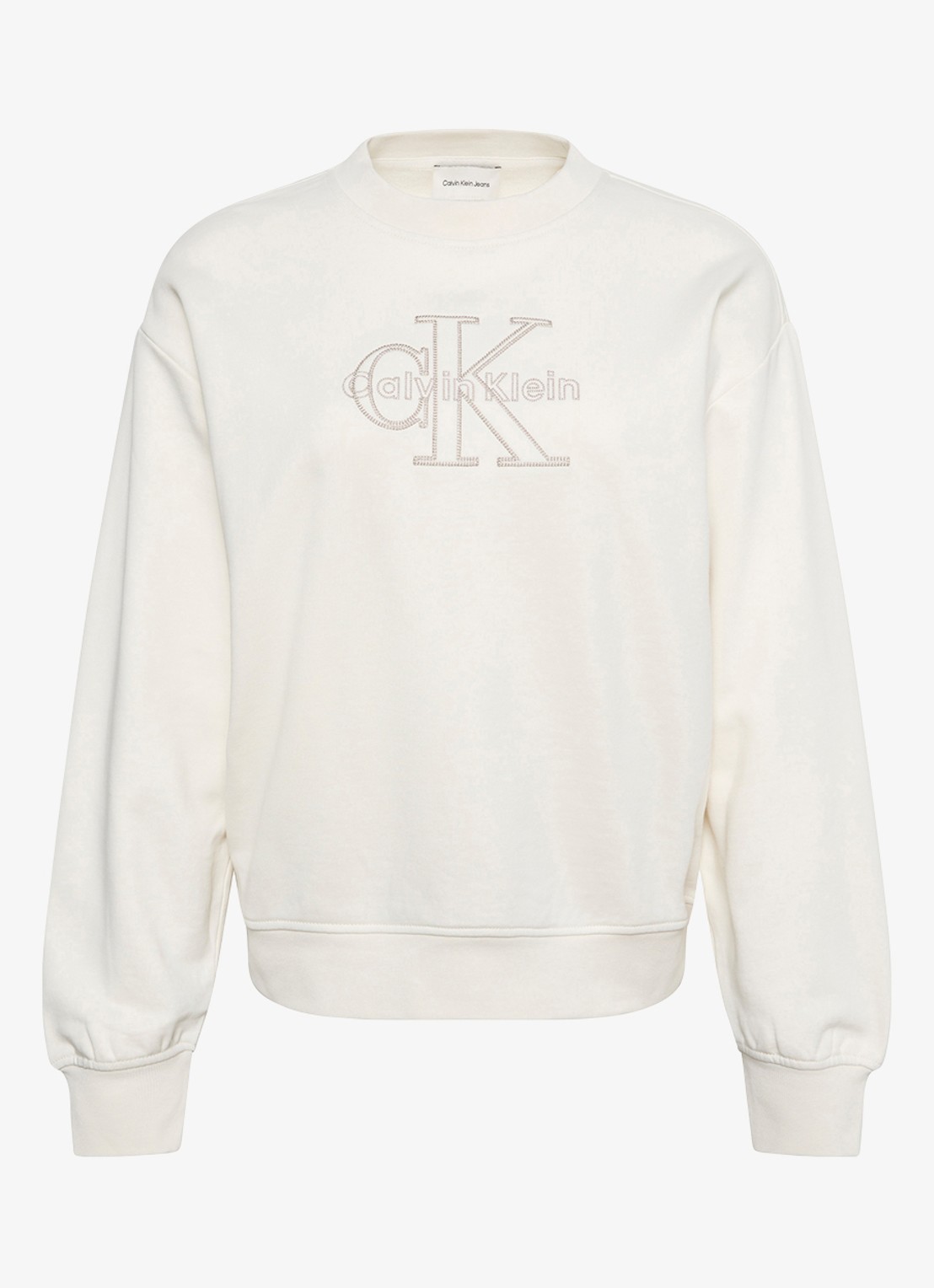 Calvin Klein Sweater met logoborduring - voorkant 6 creme