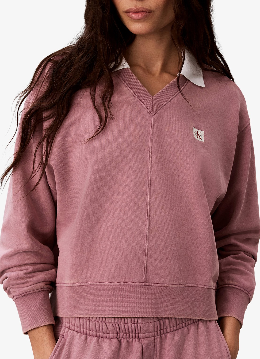 Calvin Klein Sweater met logoborduring - detail 2 oudroze