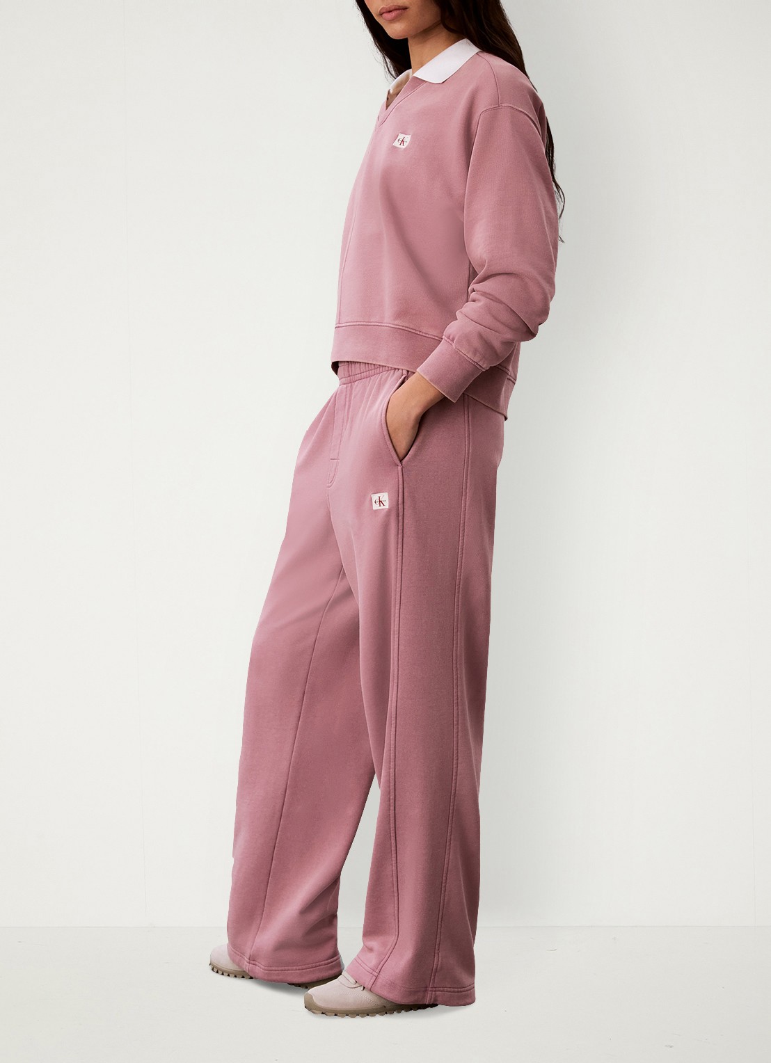 Calvin Klein Sweater met logoborduring - detail 4 oudroze